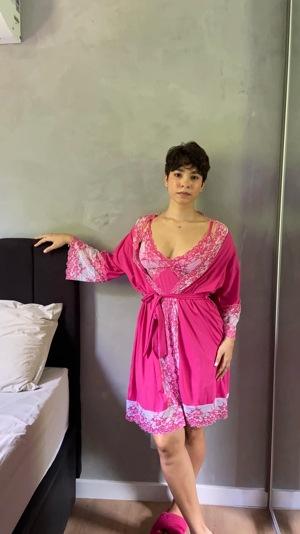 Robe Vitória pink com branco