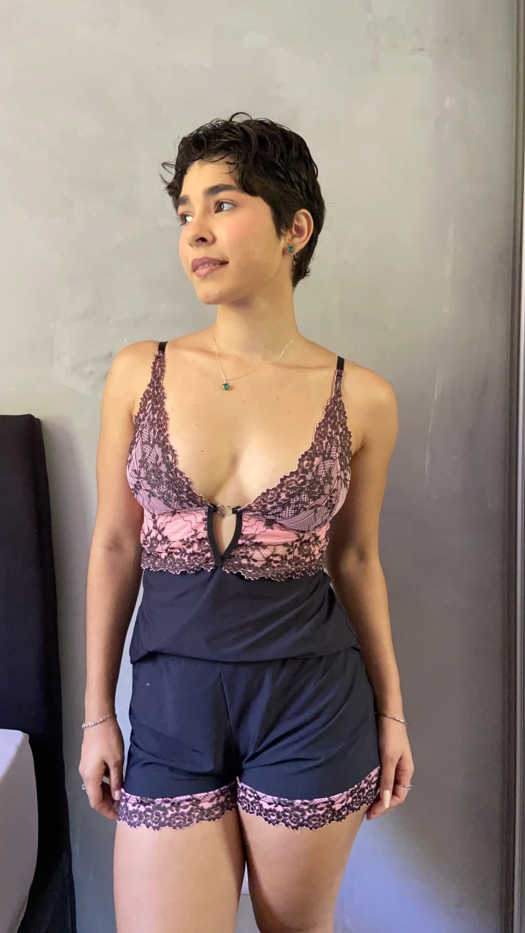 Pijama Vanessa | preto c rosa